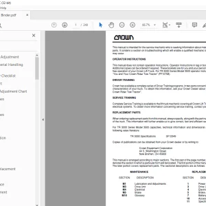 Crown Forklift TWR TR 3000 Service Manual  - PDF DOWNLOAD