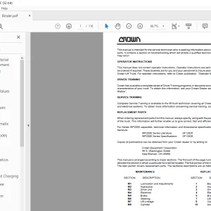 Crown Forklift WP2000 Series Pallet Service Manual - PDF DOWNLOAD