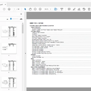 DEUTZ FAHR HMW 1130 CUTTING TABLE AND FEEDING ELEVATOR PARTS MANUAL - PDF