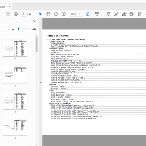 DEUTZ FAHR HMW 1131 CUTTING TABLE & FEEDING ELEVATOR PARTS MANUAL - PDF
