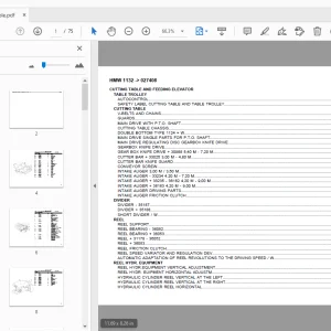 DEUTZ FAHR HMW 1132 CUTTING TABLE & FEEDING ELEVATOR PARTS MANUAL - PDF