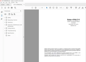 Daewoo Excavator Solar 470LC-V Operation and Maintenance Manual