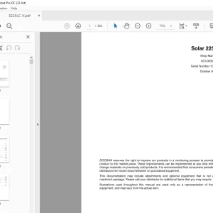 Daewoo Solar 225LC-V Track Excavator Shop Manual 023-00058E