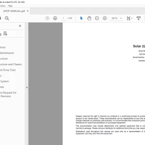 Daewoo Solar 225LC-V Track Excavator Shop Manual 023-00058E - PDF DOWNLOAD