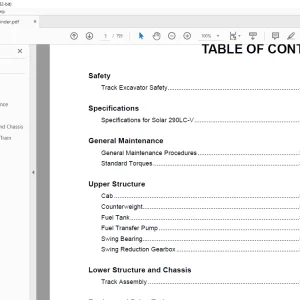 Daewoo Solar 290LC-V Track Excavator Shop Manual 2023-7113AE