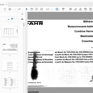 Deutz Fahr M1000/M1200 Self-Propelled Combine Harvesters Parts Manual - PDF