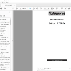 Dinamic Oil TW 5 V LE TEREX Instruction Manual - PDF DOWNLOAD