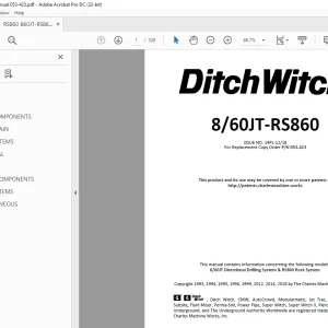 Ditch Witch 860JT-RS860 Parts manual  - PDF DOWNLOAD