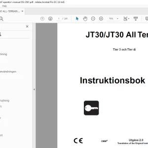 Ditch Witch JT30/JT30 All Terrain Tier 3 och Tier 4i Instruktionsbok  - PDF DOWNLOAD