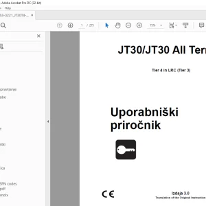 Ditch Witch JT30/JT30 All Terrain Tier 4 in LRC (Tier 3) Uporabniški priročnik