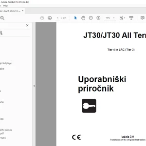 Ditch Witch JT30/JT30 All Terrain Tier 4 in LRC (Tier 3) Uporabniški priročnik