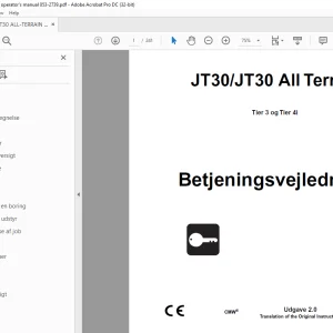 Ditch Witch Tier 3 og Tier 4i JT30JT30 All Terrain Betjeningsvejledning