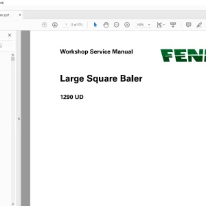 Fendt Large Square Baler 1290 UD Workshop Service Manual - PDF DOWNLOAD