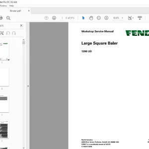 Fendt Large Square Baler 1290 Workshop Service Manual - PDF