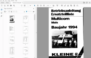 Franz Kleine Multicorn-Mais Baujahr 1994 Betriebsanléitung Ersatzteil-Liste - PDF