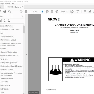 Grove Crane TM500E-2 Carrier Operator's Manual 166-05 - PDF DOWNLOAD