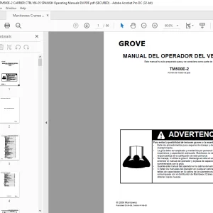 Grove Crane TM500E-2 MANUAL DEL OPERADOR DEL VEHÍCULO - PDF DOWNLOAD