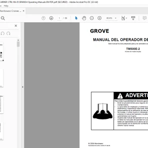Grove Crane TM500E-2 MANUAL DEL OPERADOR DEL VEHÍCULO