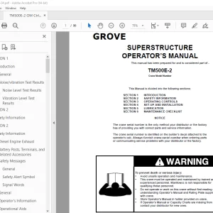 Grove Crane TM500E-2 Superstructure Operator's Manual 150-04 PDF