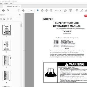 Grove Crane TM500E-2 Superstructure Operator's Manual PDF