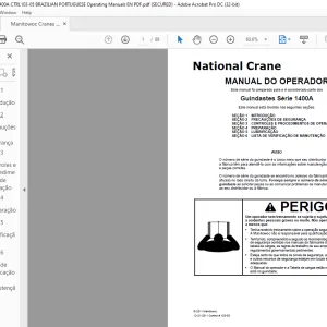 Grove Forklift National Crane Guindastes Série 1400A MANUAL DO OPERADOR - PDF DOWNLOAD