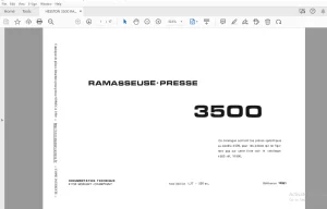 HESSTON 3500 RAMASSEUSE-PRESSE MANUEL DE PIÈCES - PDF
