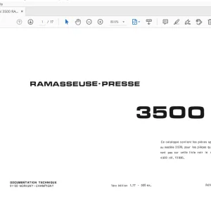 HESSTON 3500 RAMASSEUSE-PRESSE MANUEL DE PIÈCES - PDF