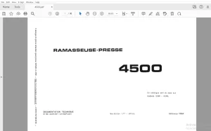 HESSTON 4500 RAMASSEUSE-PRESSE MANUEL DE PIÈCES - PDF