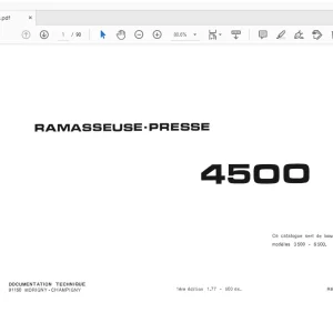 HESSTON 4500 RAMASSEUSE-PRESSE MANUEL DE PIÈCES - PDF