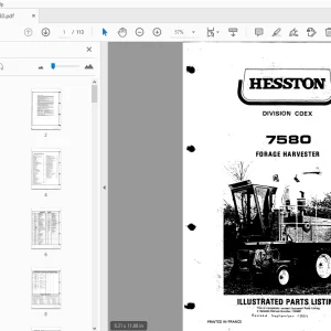 HESSTON 7580 FORAGE HARVESTER PARTS MANUAL - PDF