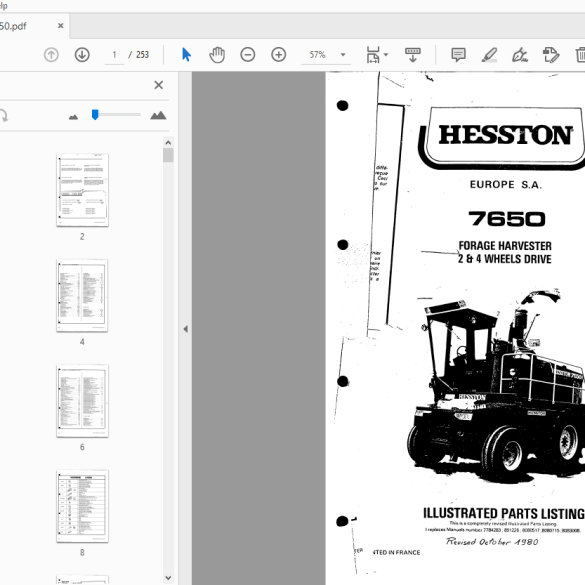 HESSTON 7600 FORAGE HARVESTER 2 & 4 WHEELS DRIVE PARTS MANUAL - PDF ...