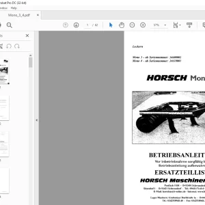 HORSCH Mono 3/4 Ersatzteilliste & BETRIEBSANLEITUNG Manual