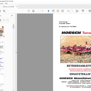 HORSCH Terrano 5 FG BETRIEBSANLEITUNG & ERSATZTEILLISTE Manual