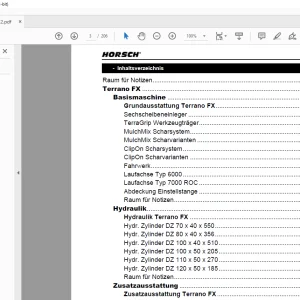 HORSCH Terrano FX Ersatzteilliste Manual  - PDF DOWNLOAD