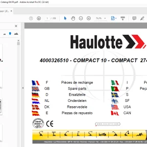 Haulotte Forklift COMPACT 10 - COMPACT 2747E Parts Manual -  PDF