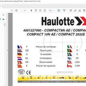 Haulotte Forklift COMPACT 8N AE - COMPACT 2032E AE Spare Parts Manual  - PDF