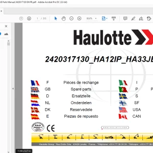 Haulotte Forklift HA12IP HA33JE Parts Manual - PDF DOWNLOAD