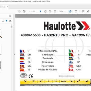 Haulotte Forklift HA32RTJ PRO - HA100RTJ PRO Parts Manual PDF