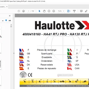 Haulotte Forklift HA41 RTJ PRO - HA130 RTJ PRO Spare Parts Manual PDF