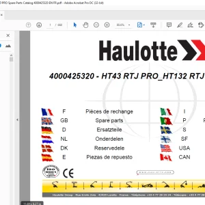 Haulotte Forklift HT43 RTJ PRO - HT132 RTJ PRO Parts Manual PDF