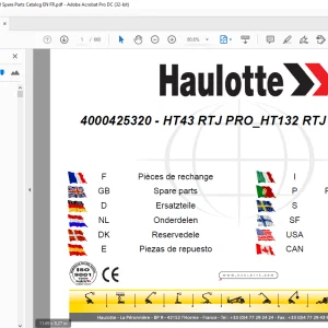 Haulotte Forklift HT43 RTJ PRO HT132 RTJ PRO Parts Manual