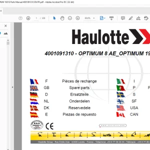 Haulotte Forklift OPTIMUM 8 AE - OPTIMUM 1931E Parts Manual