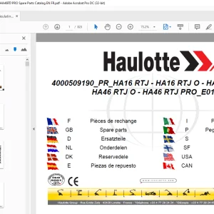 Haulotte Forklift PR HA16 RTJ  HA16 RTJ O  HA16 RTJ PRO  HA46 RTJ O HA46 RTJ PRO Parts Manual