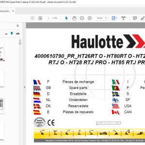 Haulotte Forklift PR_HT26RT O - HT80RT O - HT28 RTJ O - HT85 RTJ O - HT28 RTJ PRO - HT85 RTJ PRO Spare Parts Manual