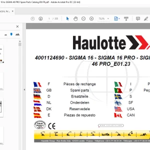 Haulotte Forklift SIGMA 16 SIGMA 16 PRO SIGMA 46 SIGMA 46 PRO Parts Manual