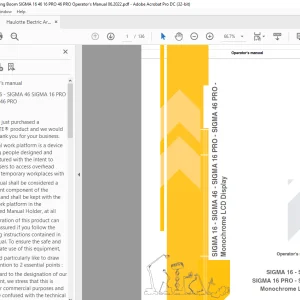 Haulotte Forklift SIGMA 16 - SIGMA 46 Operator's Manual PDF