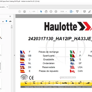 Haulotte Forklift HA12IP - HA33JE Spare Parts Manual PDF