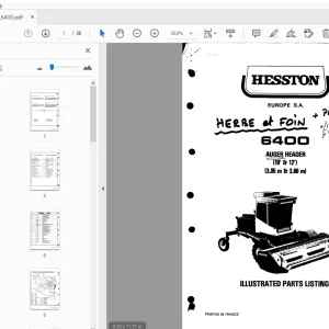 Hesston 6400 Auger Header (10' & 12') (3,05m & 3,66m) Parts Manual - PDF