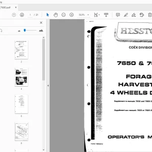 Hesston 7650 & 7680 Forage Harvester 4 Wheels Drive Operators & Parts Manual - PDF