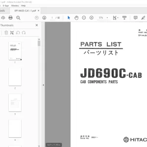 Hitachi Excavator JD690C-CAB Parts Manual SN 0001 - PDF DOWNLOAD